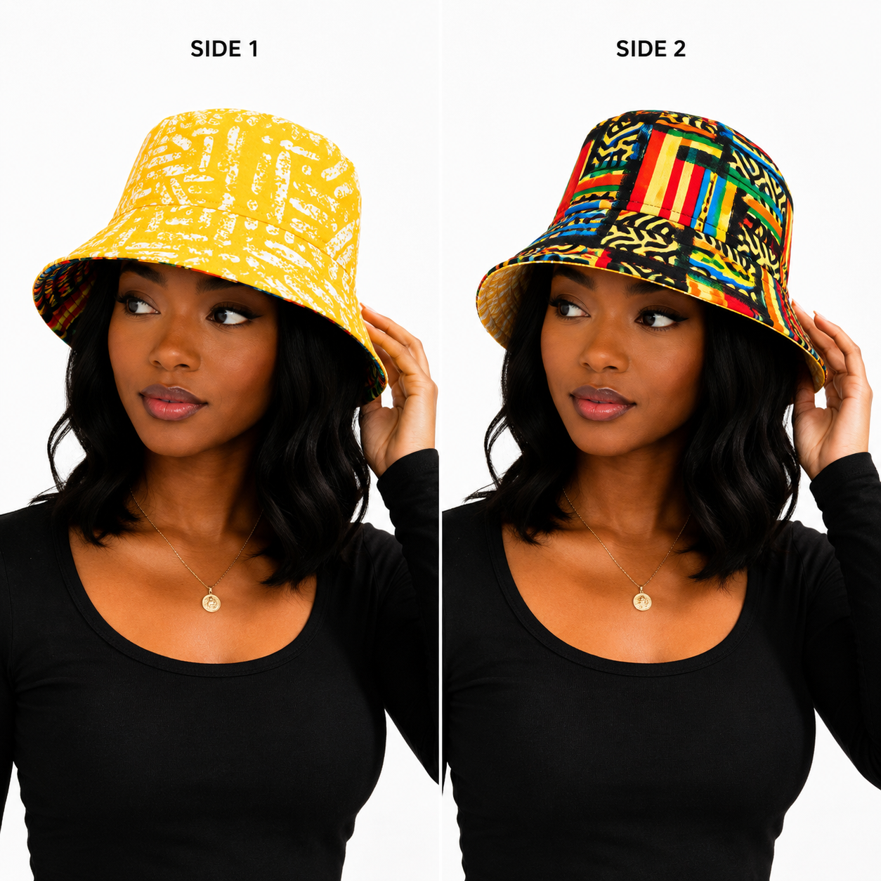 Reversible Ankara Bucket Hat 100% cotton Fabric